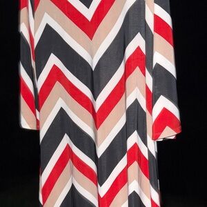 Tacera Midi Dress Black, White, Cream And Red With gold chest accent Euc